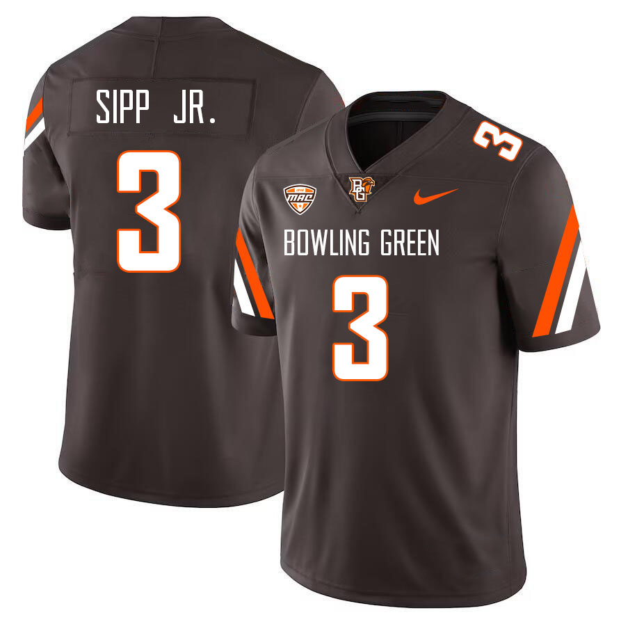 Bowling Green Falcons #3 Joseph Sipp Jr. College Football Jerseys Stitched Sale-Brown